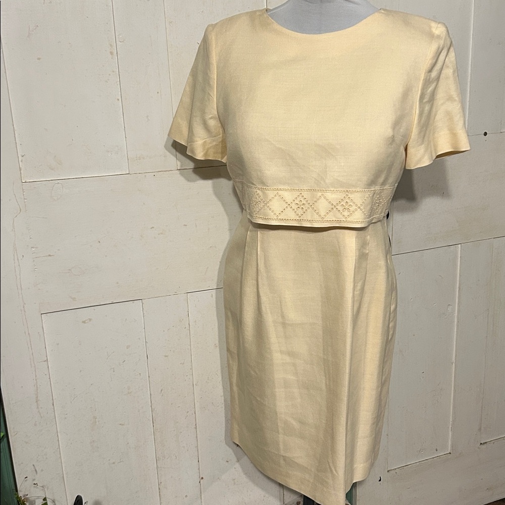 Ex Cond Vintage Talbots Sheath Dress Rayon/Linen 90-Y2K Cottagecore Retro Office